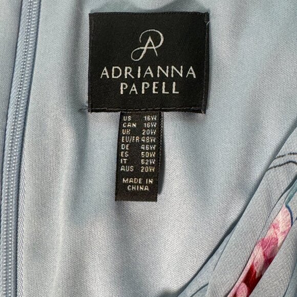 Adrianna Papell Blue Floral Chiffon Maxi Dress in Blue Palette (NWT; Size 16W) - Picture 2 of 12